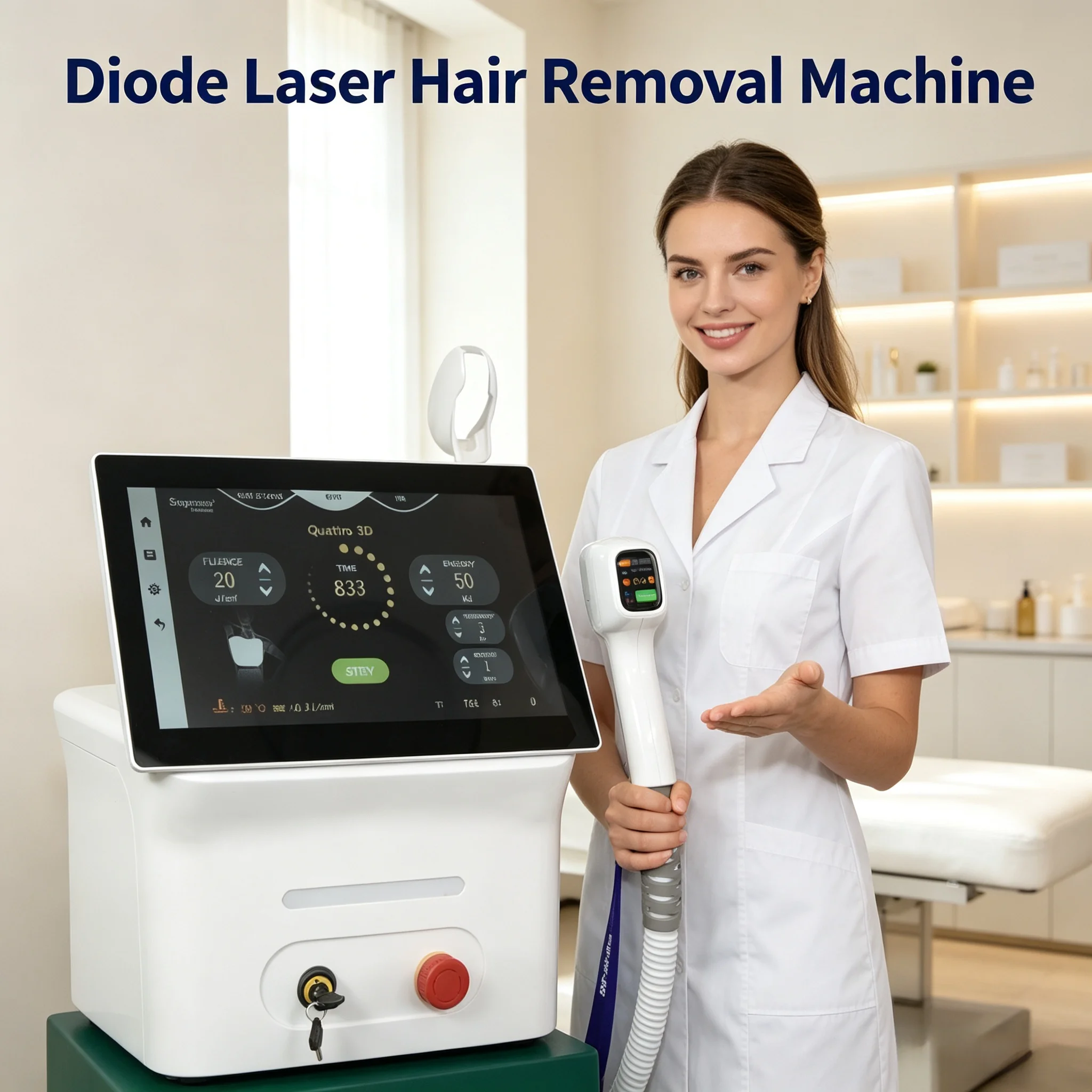 CE Desktop Ice Platinum Titanium Painless 15.6 Touch Screen Air Cooling Handle Small Screen DiodeHair Removal Machine