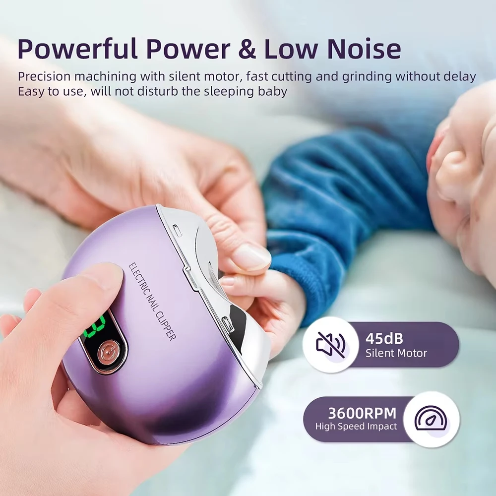 SoftAura  Electric Nail Clipper with UV Light Manicure Grinder Low Noise Safe for Adult Child Finger Toe Nursing Home Care