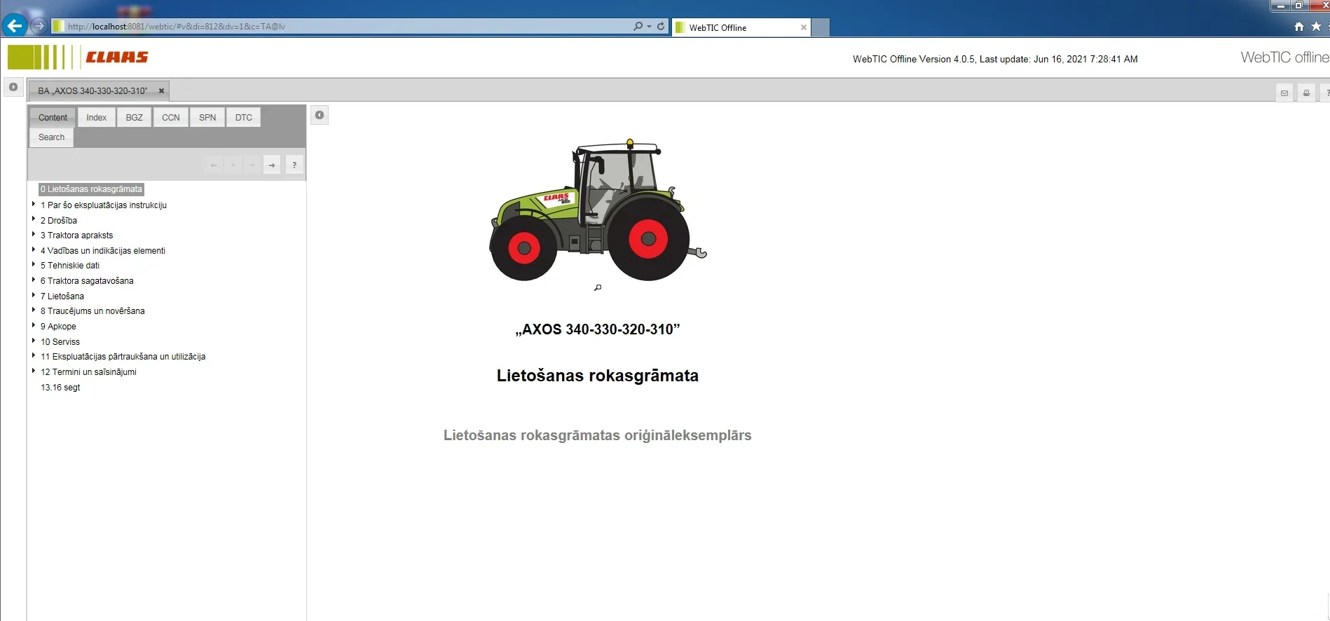 CLAAS WebTIC Offline Latvian Language 11.2022 Operator Repair Manual & Service Documentation DVD