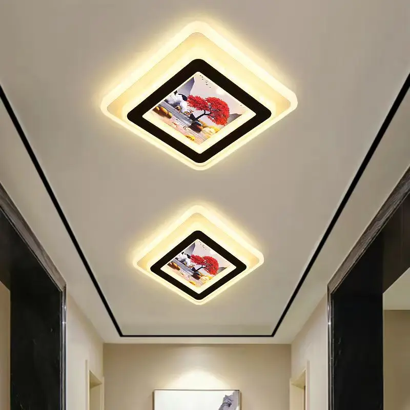 LED Ceiling Lamps Modern Landscape Painting Acrylic Lights for Corridor Aisle Entrance Hallway Balcony Lamparas