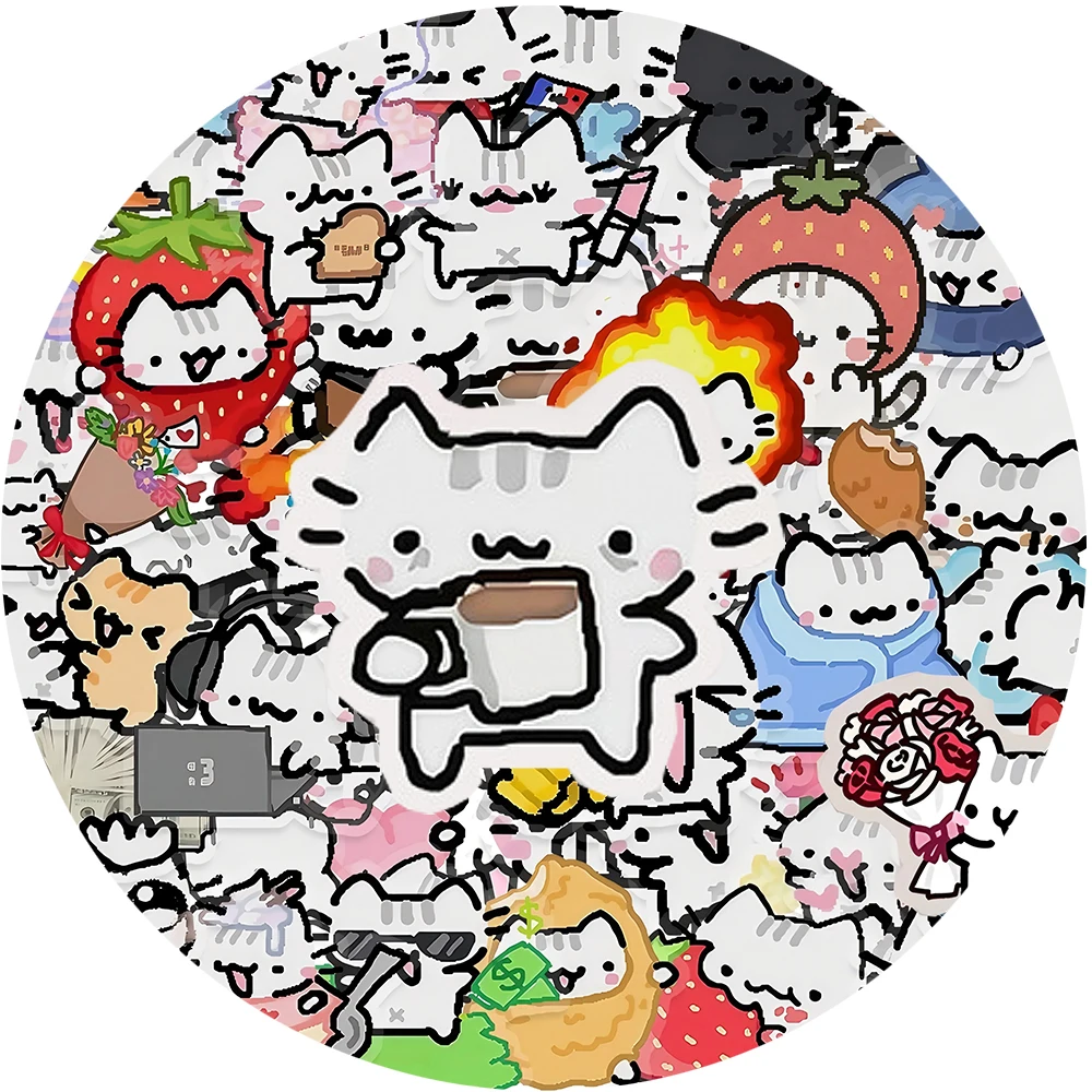 

10/30/50pcs Cute Cartoon Cat MEME Transparent Stickers for Kid Toys Decals DIY Skateboard Luggage Phone Funny Decoration Sticker