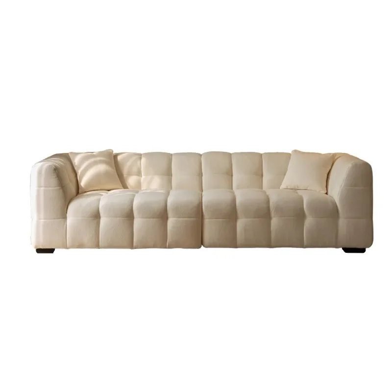 

Marshmallow BOBA fabric sofa retro ins cream wind lamb wool small apartment modern simple living room French