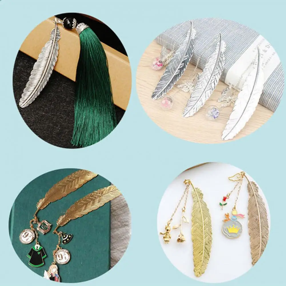 Marcapáginas con forma de pluma única, marcador de plumas duradero, marcador de plumas de Metal de estilo chino, artesanía Retro Para el hogar