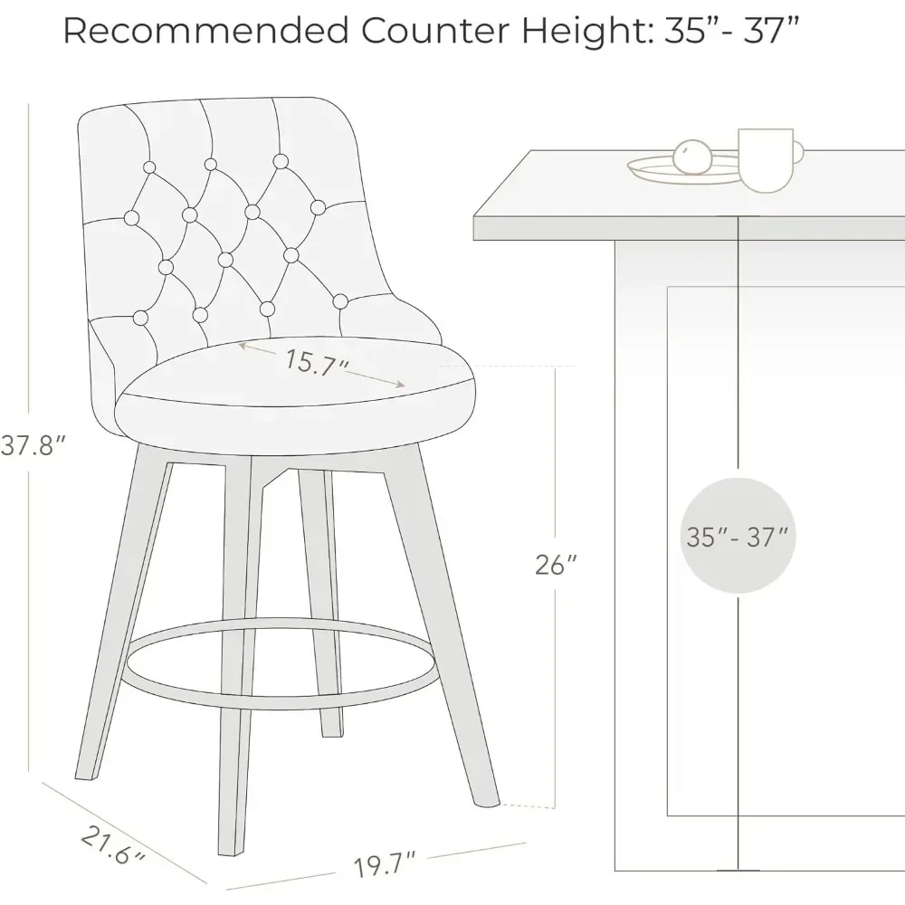 Ensemble de 2 tabourets de bar en cuir, chaise haute avec dossier, chaise de bar