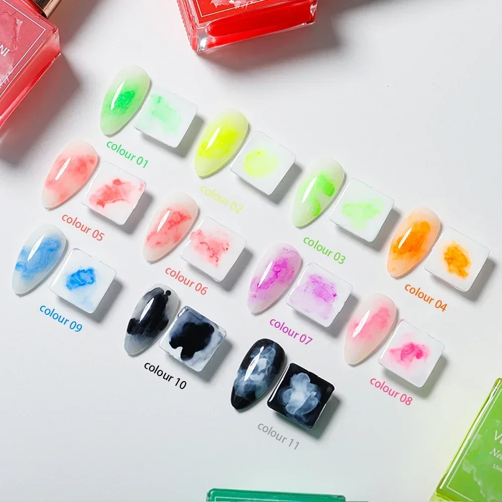 

Water Color Ink Nail Painting Pen Design Blossoming Nail Polish Beauty Smoke Effect Nail Art DIY Ink Marble Soak Off Gel Varnish
