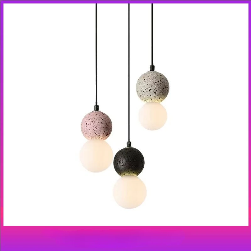 

Stone Pendant Light Fixture Bedroom Bedside Restaurant Hanging Lamp Terrazzo Lighting Decoration Modern Glass Cement Bathroom