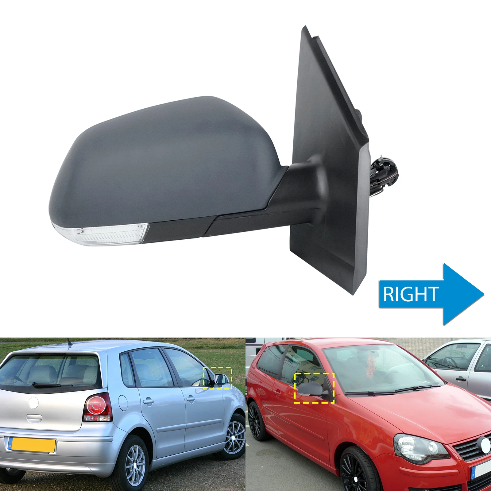 

Right Primed Wing Mirror Manual Cable For 05-09 VW Polo MK4 9N Hatch