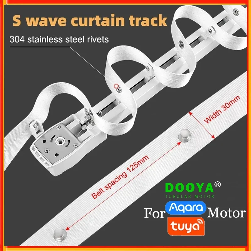 Aqara S Fold Wavy Ripple Electric Smart Curtain Track Customized Curtain Rail Cornice For Zigbee Tuya WiFi Engine Curtain Motor