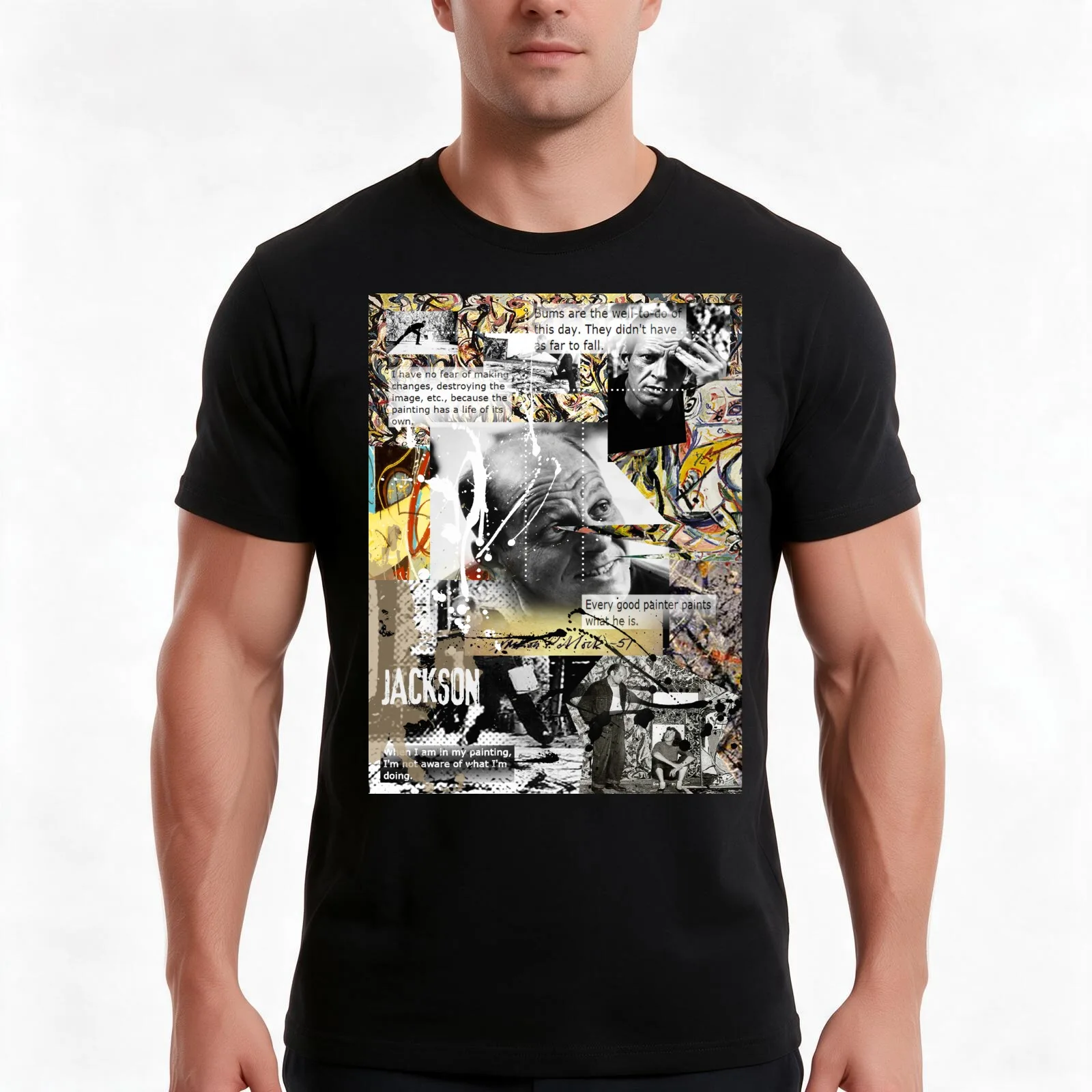 pollock T-Shirt Summer Casual Cotton Tee Oversized Streetwear Tops Vintage Graphic Print Loose Fit Short Sleeve 100% Cotton