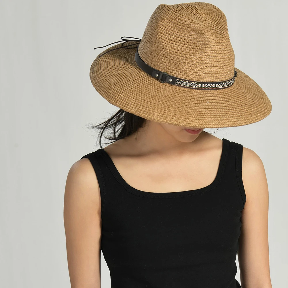 

Jaxmonoy Sun Hat for Women Summer UV Protection Straw Hats Men Women Wide Brim Panama Hat Fashion Woven Beach Hats New Arrival