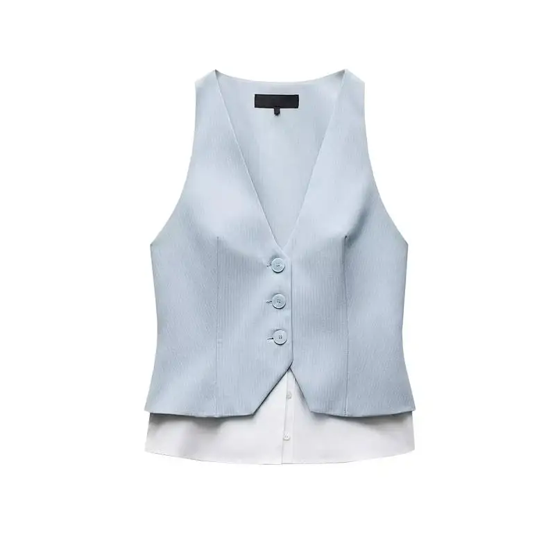 

Spring New Arrival Women's Svel V-Ne Striped Patchwork Luxury Faion Top Commute Sle ort Length Single Button