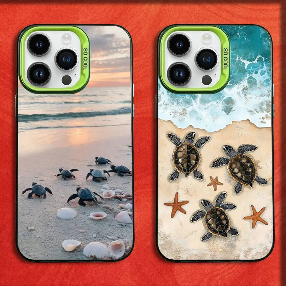 

Marine animals sea turtles Phone Case For iPhone 17,16,15,14,13,12,11,Pro,Max,Plus,E,SE4,Air,Mini Green IMD Box