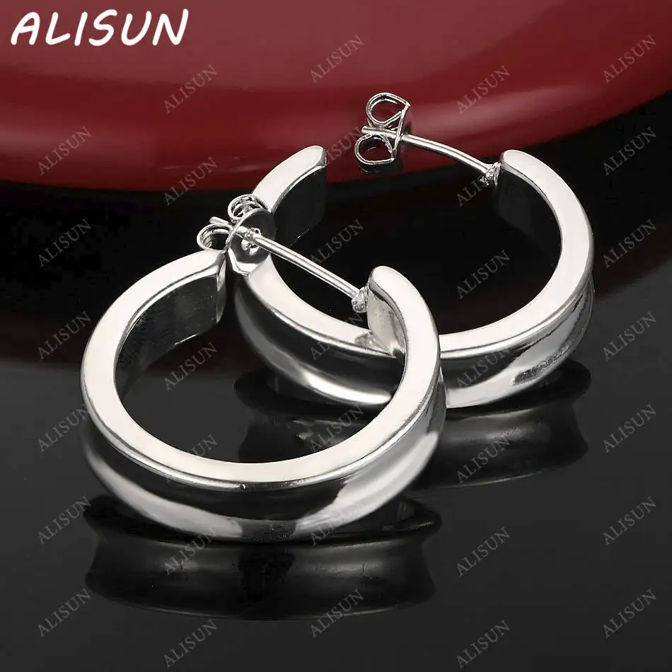 

ALISUN 925 Sterling Silver Round Earrings Stud Earrings For Women Charm Trend Birthday Gifts Fashion Party Fine Jewelry