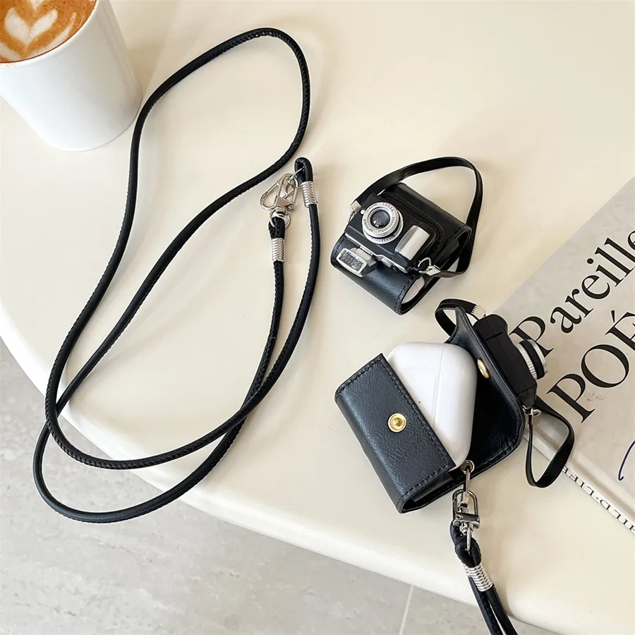 PU Leather Camera Pattern Case para Airpods Pro, Airpods 3, 4, 1, 2, 3, 4, luxo, saco de armazenamento de fone de ouvido, Airpod Pro 2