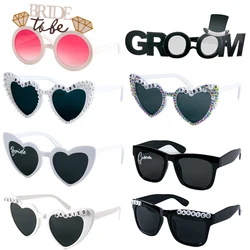 1Pcs Bride Groom Decorative Glasses Wedding Party Bride To Be Heart Sunglass Bachelor Party Bridesmaid Shower Props Supplies