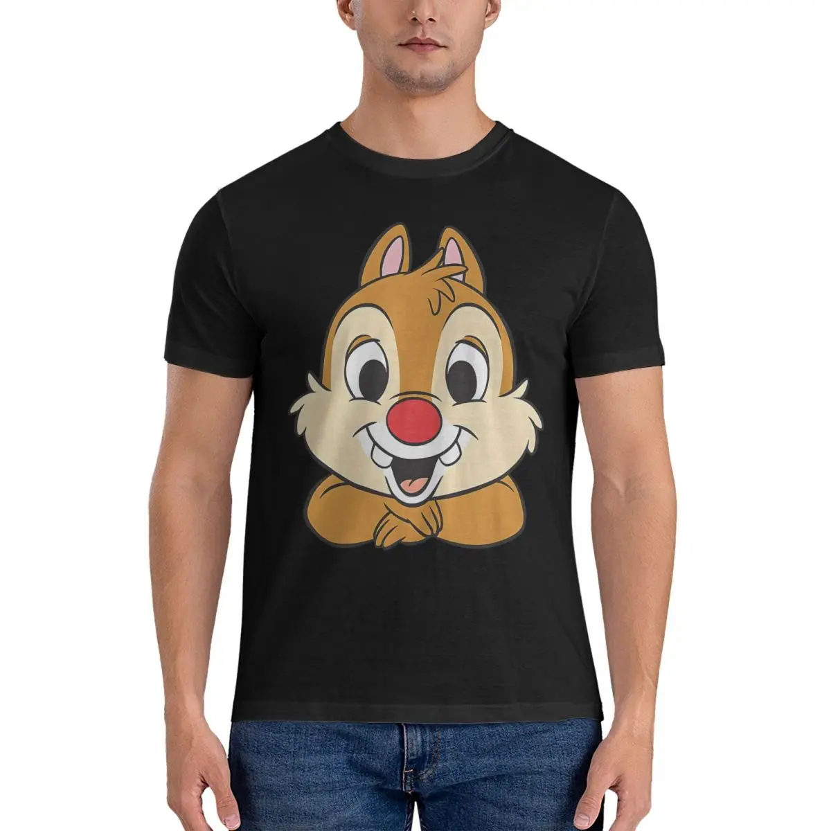 Men's Dale Metal Print T Shirt Disney Chip 'n' Dale Pure Cotton Clothes Creative Short Sleeve O Neck Tee Shirt Summer T-Shirts