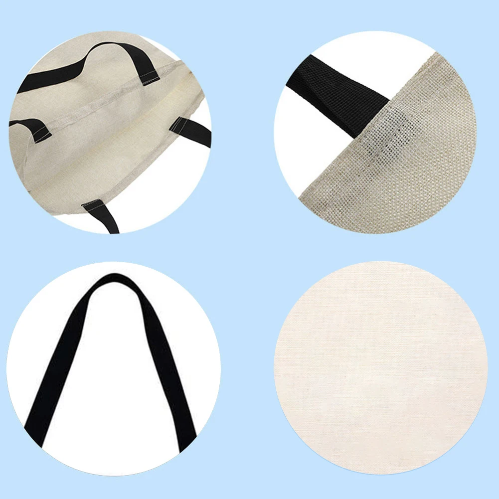 4pcs Piano Girl Large Capacity Linen Tote Bag