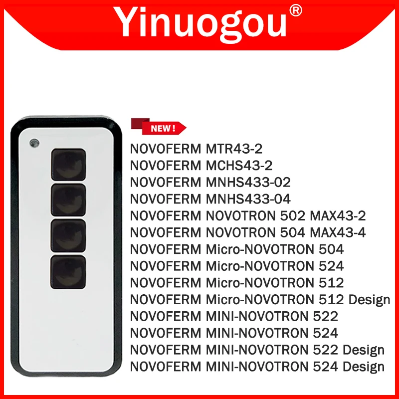 

NOVOFERM NOVOTRON 524 522 512 502 MAX43-2 504 MAX43-4 Remote Control Garage Door Opener 433MHz Rolling Code Gate Remote Control