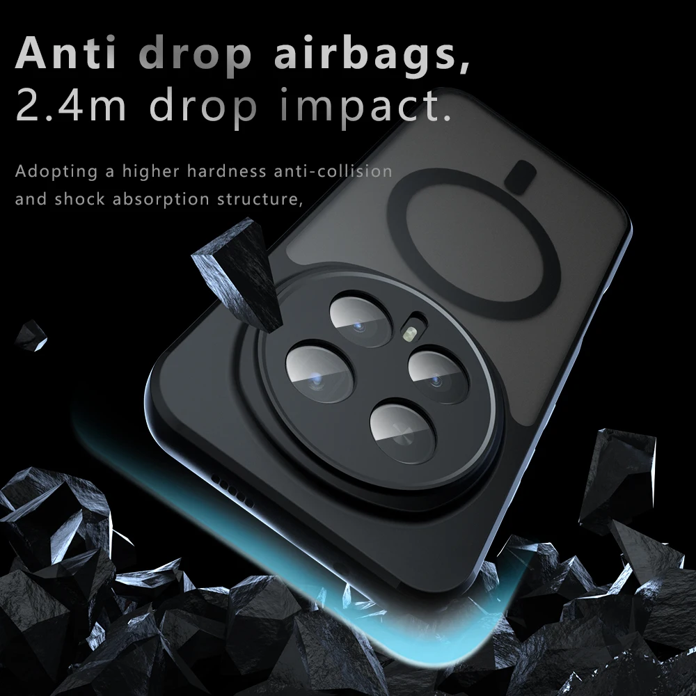 Etui na Honor Magic 8 Pro z magnetycznym ładowaniem bezprzewodowym, miękka ramka z TPU, twardy plastik, półprzezroczyste, matowe, odporne na wstrząsy, tylna obudowa telefonu. — zdjęcie produktu 2