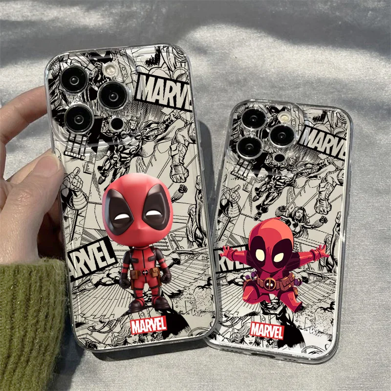 Marvel Avengers Deadpool For Realme10 9 C30 53 63 Narzo50 Find X5 Reno12 11 10 8 7 6 Pro Plus Transparent Space Phone Case Funda