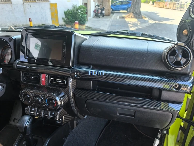 يصلح لسوزوكي جيمي JB64/JB74 2019 + نمط السيارة والعتاد التحول نافذة لوحة التحكم الجبهة الخلفية منفذ تنفيس الهواء ألياف الكربون الداخلية