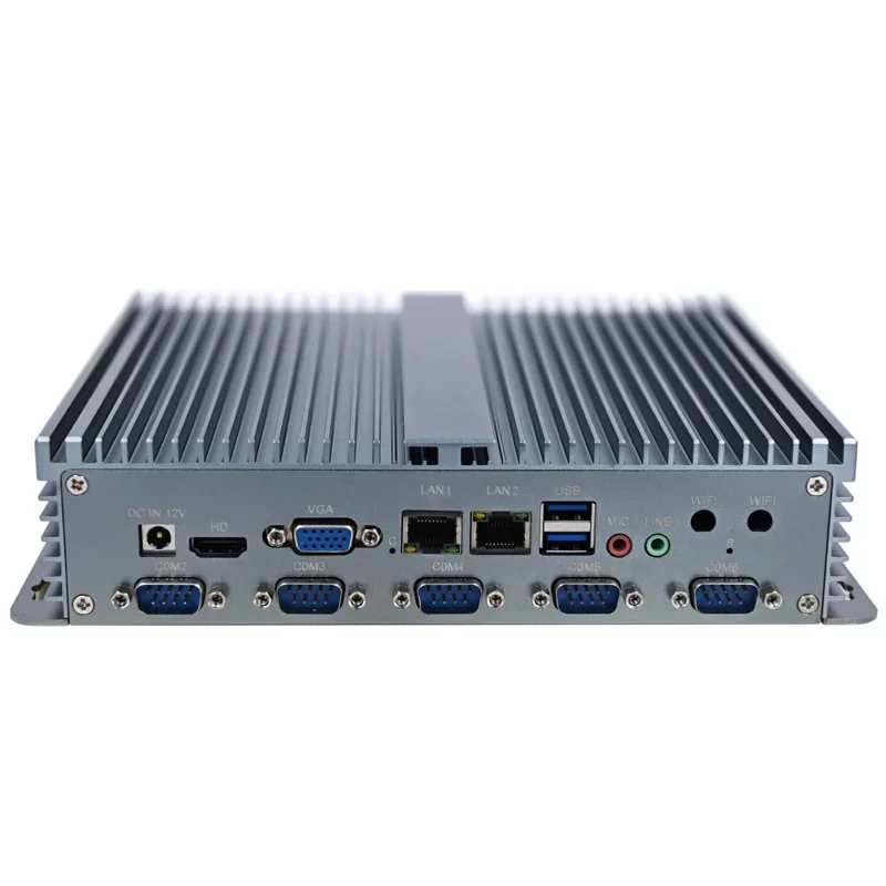 Caixa industrial fanless do PC, computador encaixado, apoio de Linux, Rs232, trilho do ruído, Windows 10, 11, 2 x com, 2 x lan, 4G