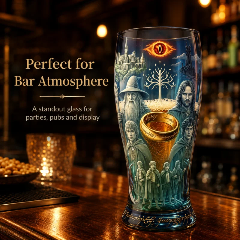 Vaso de Cerveza con Diseño de El Señor de los Anillos (LOTR), Taza de Cerveza Grabada con la Tierra Media, Vaso Coleccionable para Fanáticos, Regalos para el Hogar, Bar o Fiestas