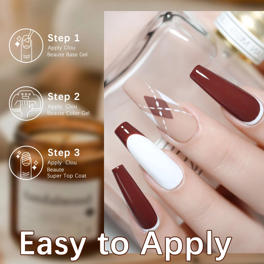 Evidenziare Beaute smalto per unghie in Gel rosso marrone autunno inverno unghie ad alta saturazione Base per vernice semipermanente Top Coat opaco Nail Art