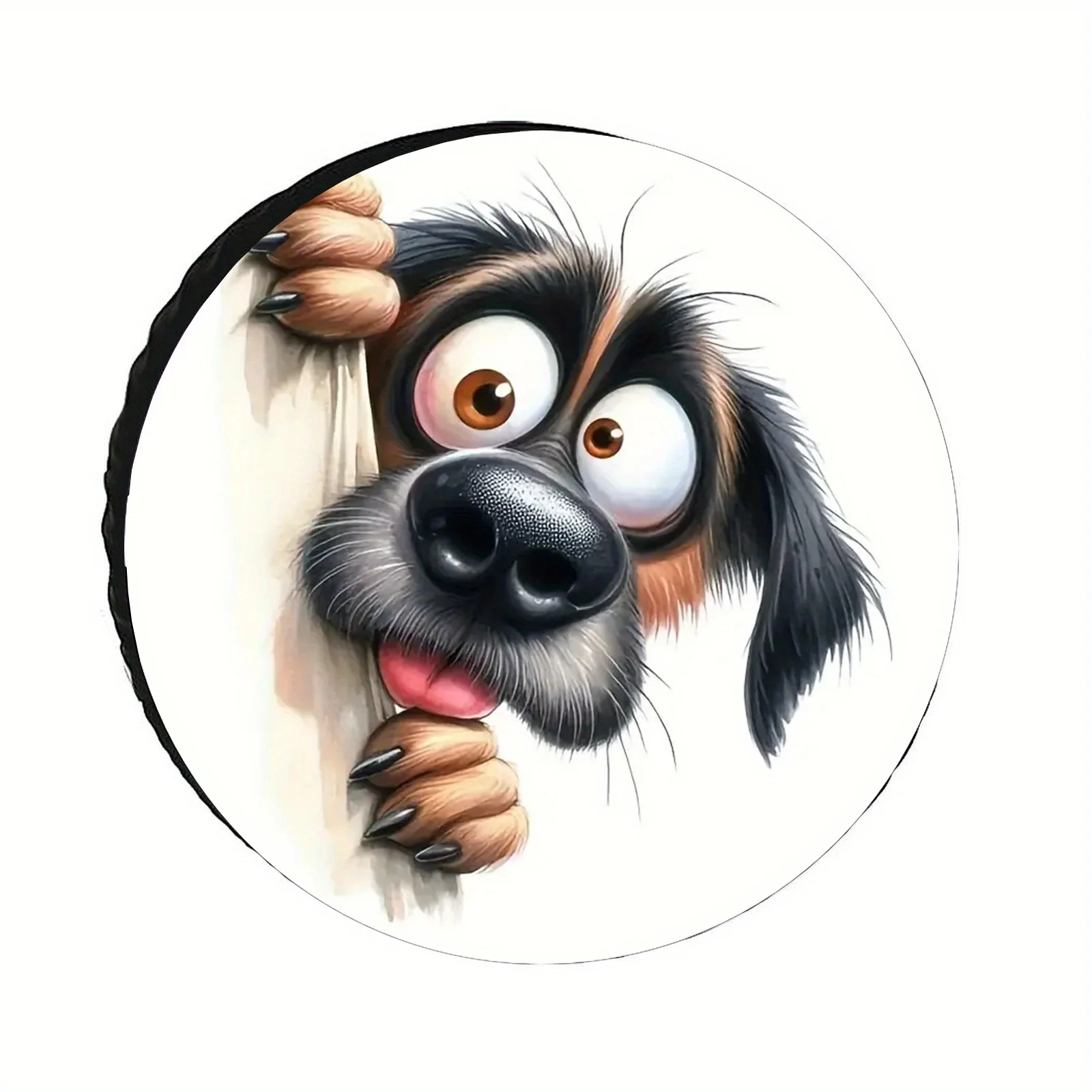 1pc Of Abstract Dog Pattern Spare Tire Cover, Made Of Polyester Material, UV And Dust Resistant, Suitable For Trailers, RVs, Car