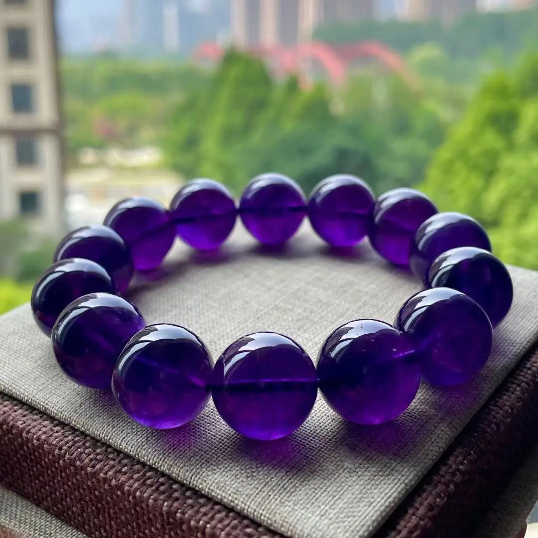 

Large particle 8A grade amethyst bracelet Uruguay amethyst couple bracelet.
