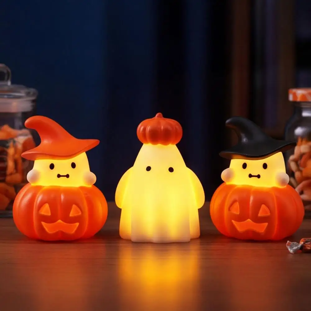 Kids Night Light 3pcs Halloween Pumpkin Ghost Night Lights Spooky Led Bedside Lamps Battery Operated Mini Table Lamps for Party