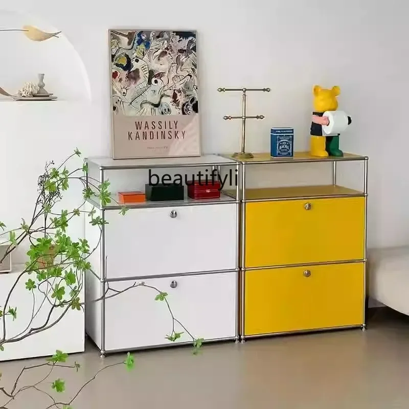 Armoire de Rangement en Acier Inoxydable, Meuble TV Parallèle Médiéval USM, Combinaison de Modules, Armoire Latérale