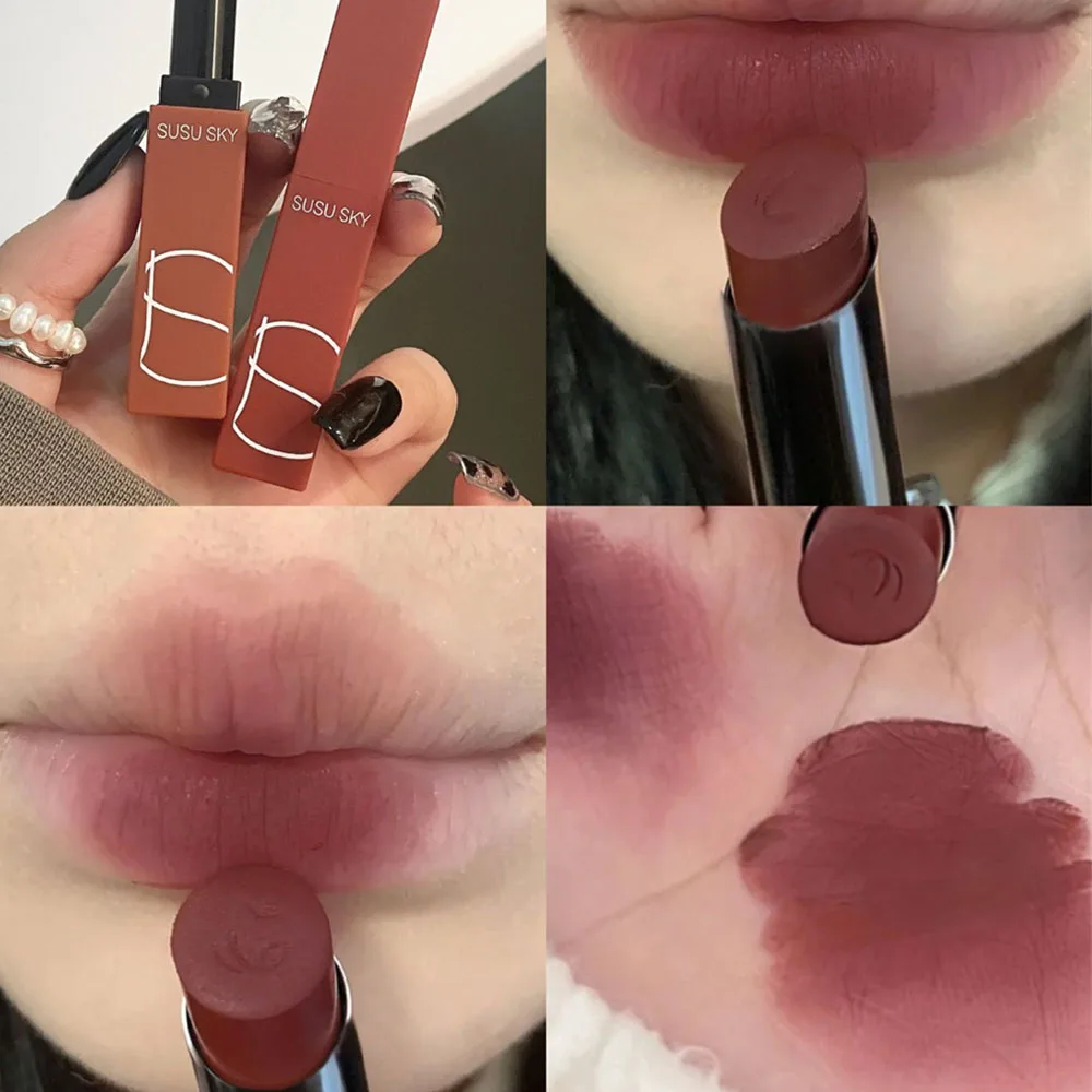 Lasting Lipstick Cream Texture Matte Lip Gloss Small Thin Tube Lipstick Cosmetics Lip Gloss Waterproof And Sweat-proof