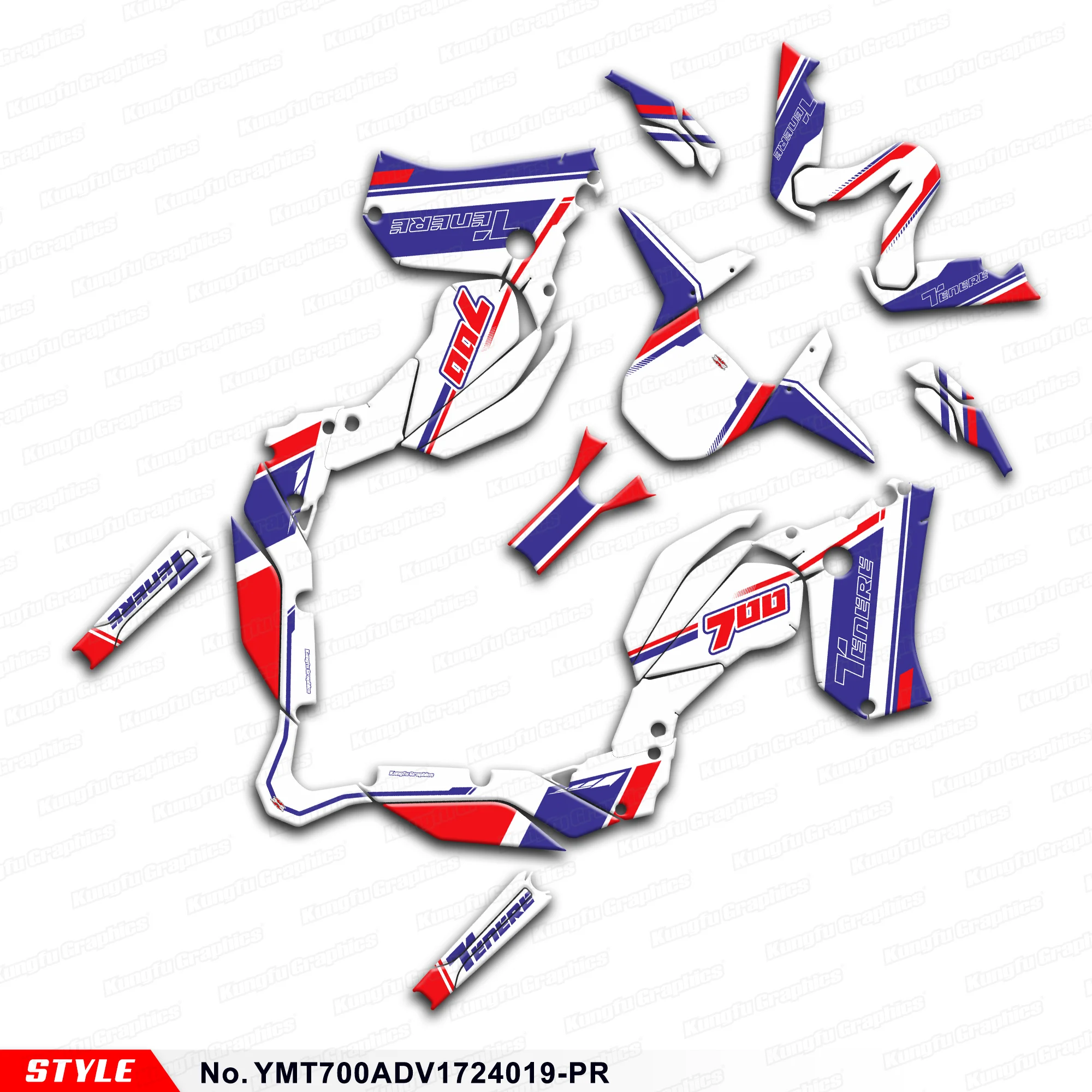 

Наклейки JY Racing с полной виниловой графикой для Yamaha Ténéré 700 Tenere T700 T7 2017-2024, украшение, YMT700ADV1724019-PR