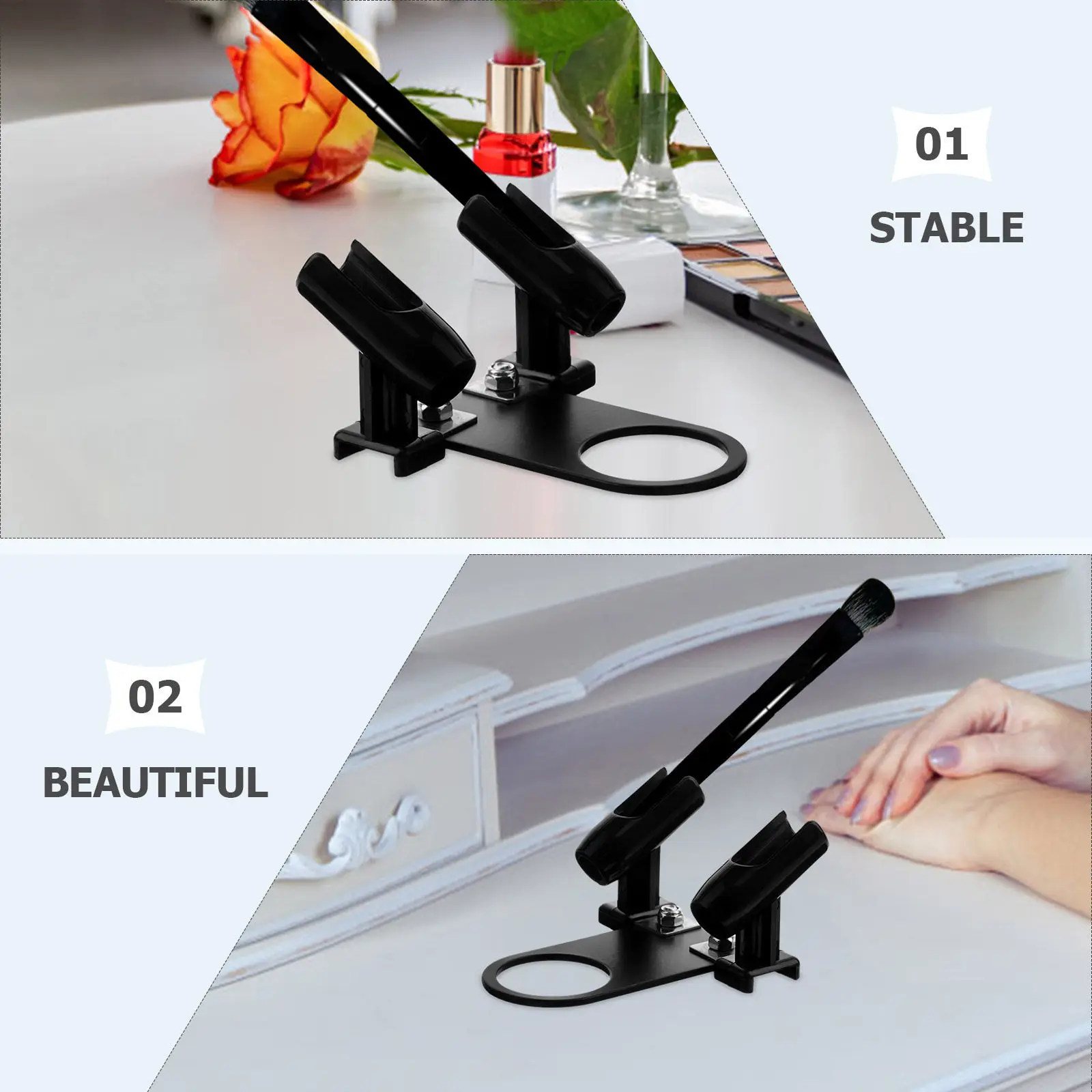 Makeup Airbrush Holder Dual Spray Pen Support Heavy Duty Iron Material Elegant Minimalist Brush Holder for Cosmetics Craft and