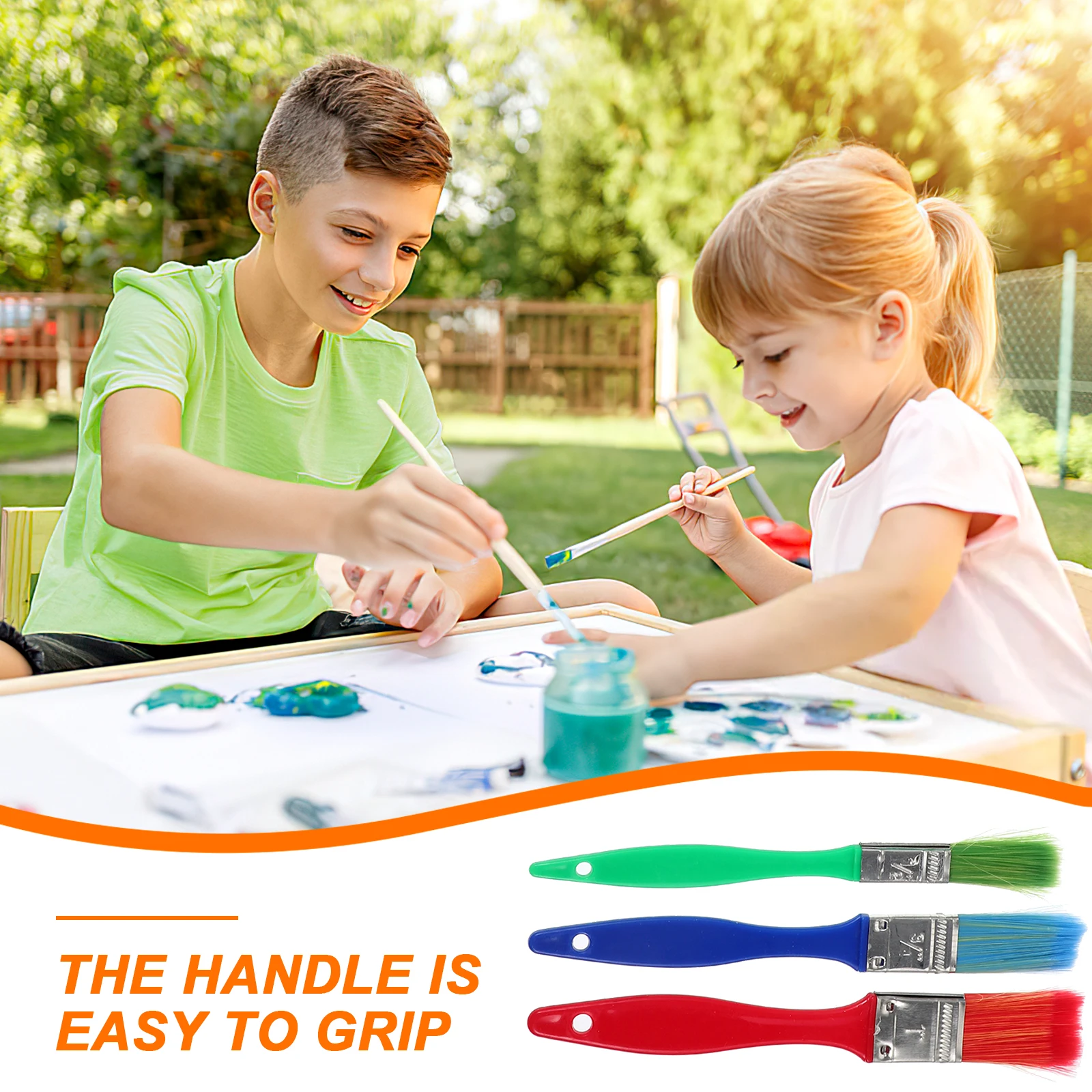

15pcs Paintbrushes Kids Set Bright Colors Easy Grip Handles Reusable Safe Plastic Art Supplies Painting Gift For Children Doodle