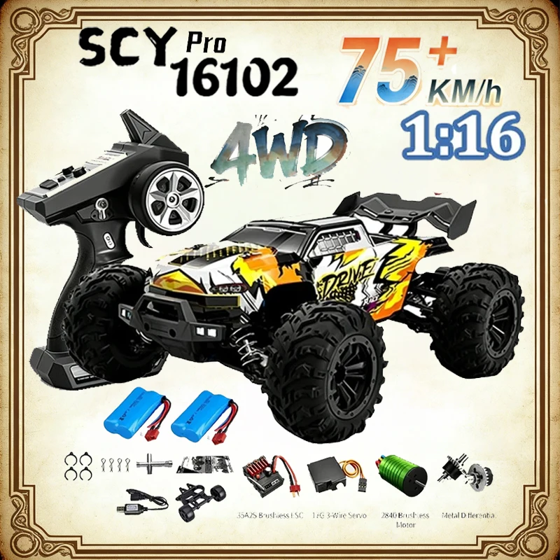 SCY16101 16102 16103 PRO 4WD 1:16 RC CAR Brushless Remote Control Car 70km/H 4x4 High Speed Floating Remote Control