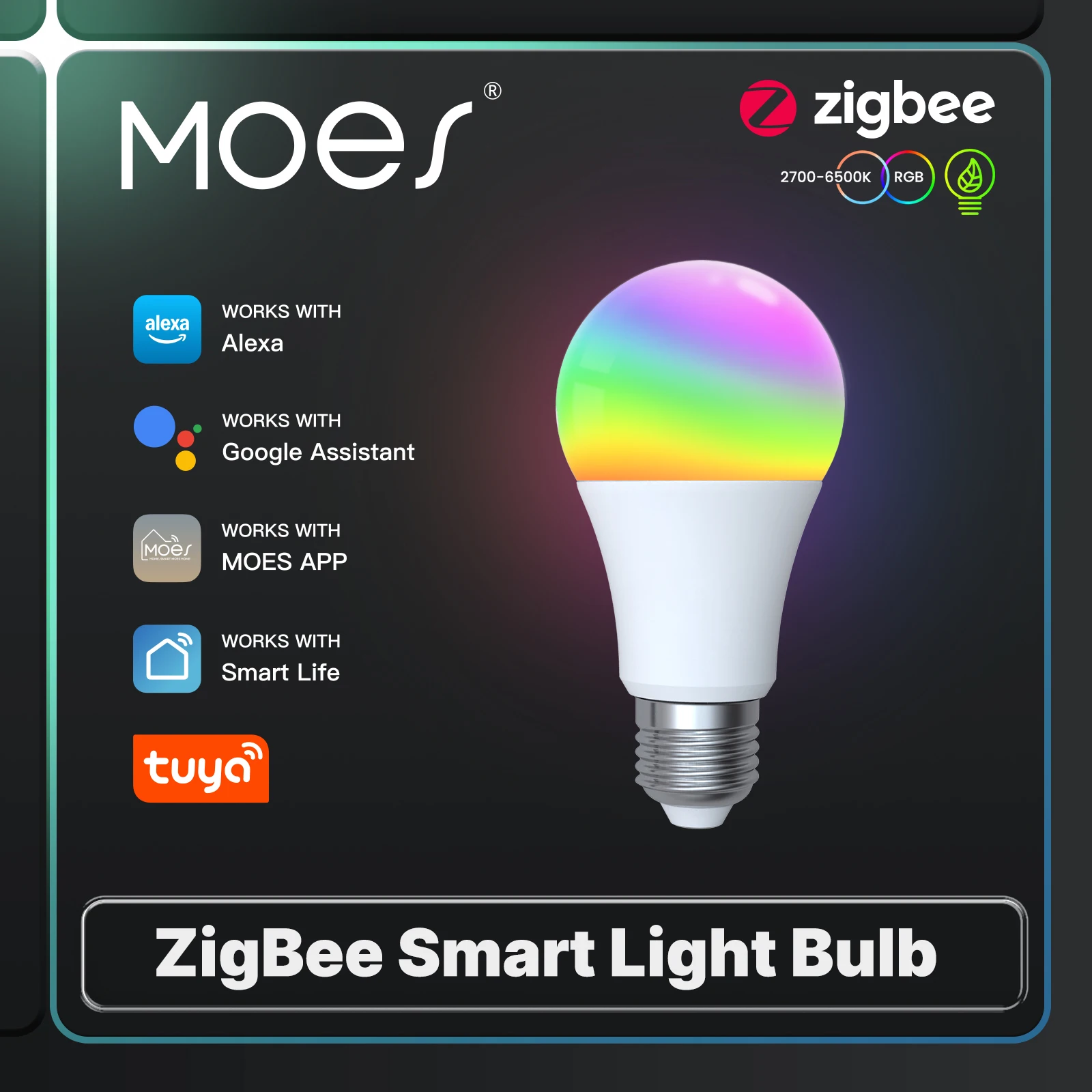MOSE Tuya ZigBee الذكية مصباح ليد لمبة 1-9 قطعة 9 واط AC90-240V RGB E27 عكس الضوء APP التحكم عن بعد أليكسا جوجل المنزل التحكم الصوتي #1
