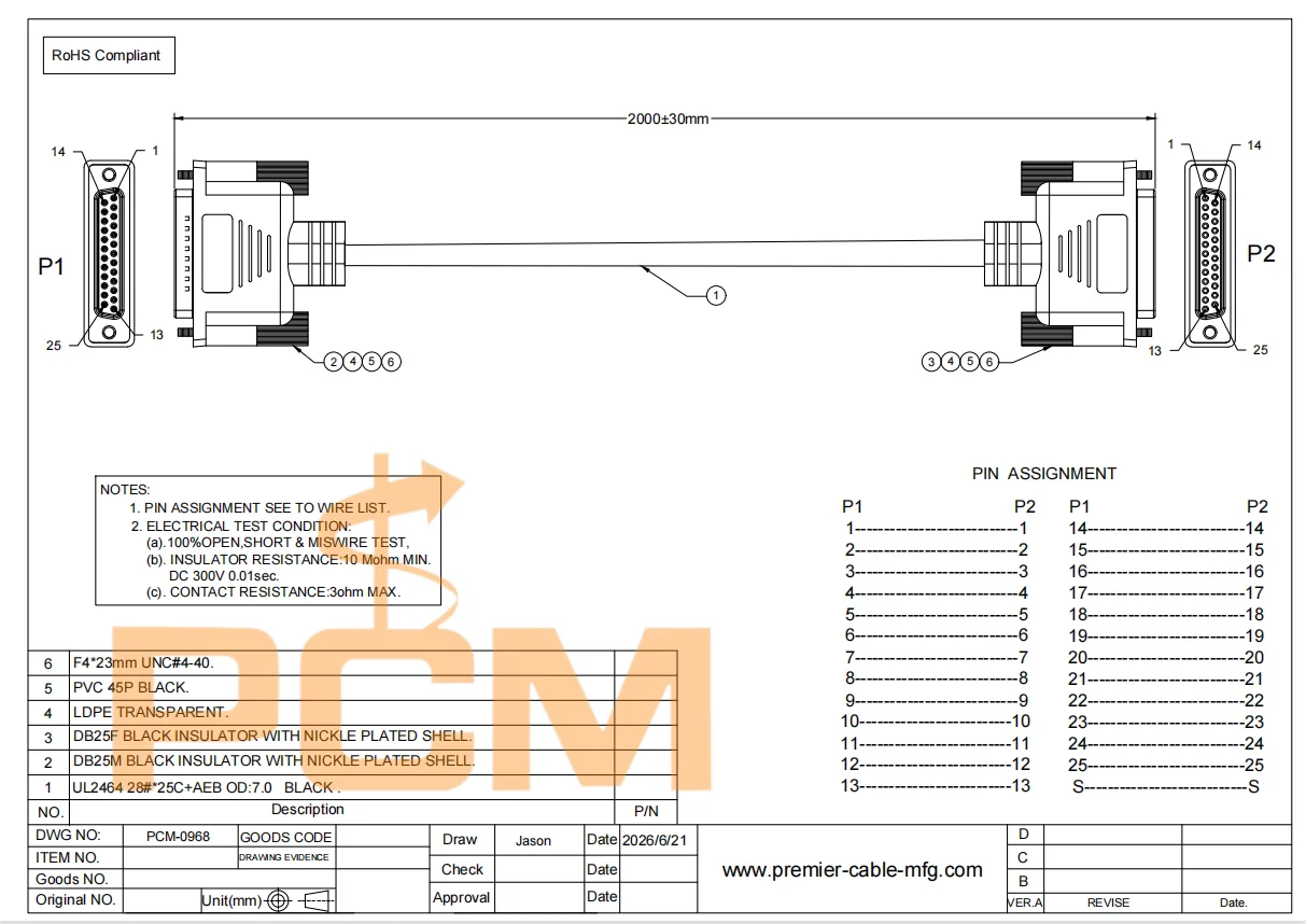 DB25 Buchse auf Stecker Kabel 25-polig D-Sub Verlängerungskabel Abgeschirmtes Serielles Adapterkabel für Industrielle Geräte Datenkommunikation – Detail 3