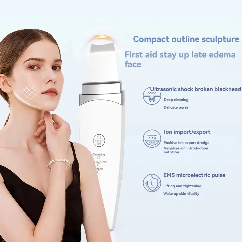Depurador ultrasónico de la piel, espátula Facial con vibración, eliminador de espinillas, limpieza Facial profunda, máquina de elevación, pala peladora, limpiador de poros