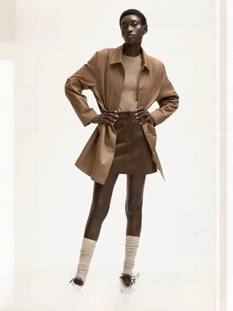 

H&M Women's Long Casual Lightweight Single-Button Coat Elegant Atmosphere Polyester Cotton Blend Fall Fashion Outerwear