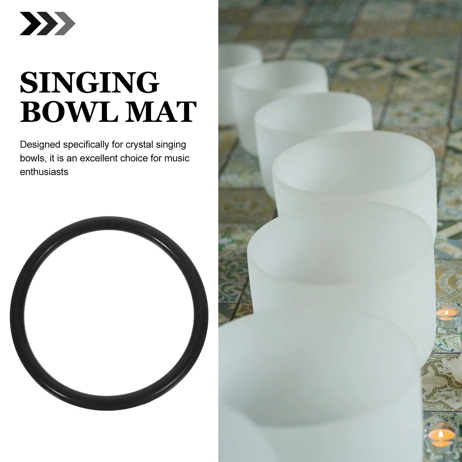 

2pcs Music Gasket Durable Rubber Sound Bowl Mat For Singing Bowl Protection Smooth Non-Slip Cushion Decor Ring Instrument