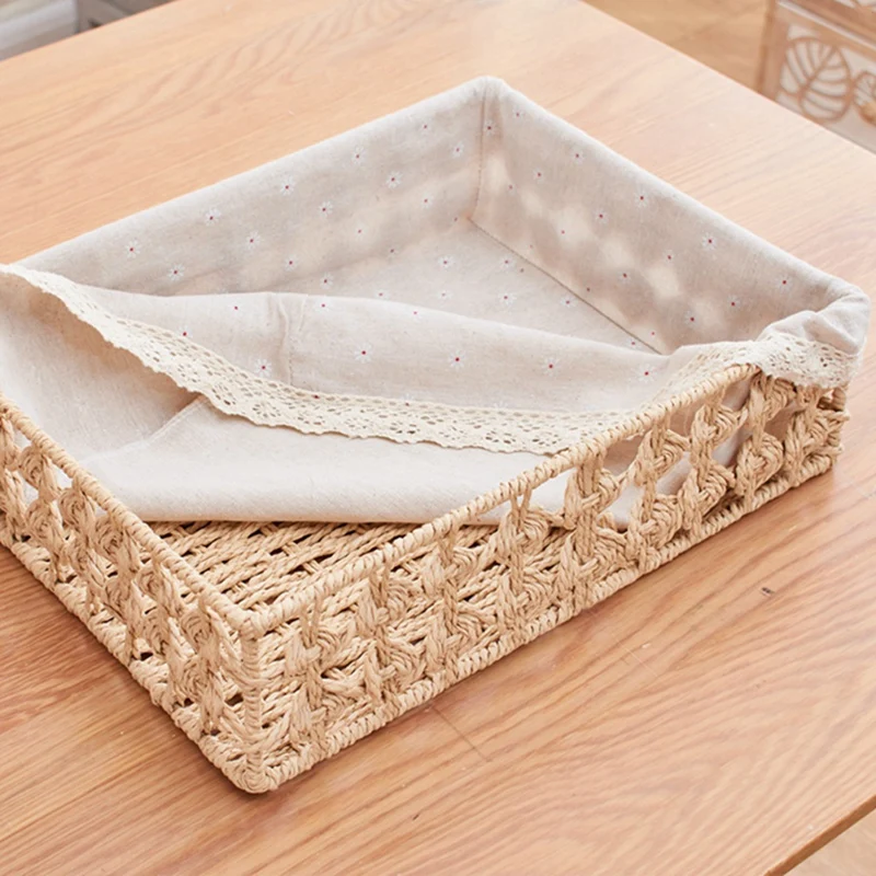 

Rog-eyRattan Storage Baskets Woven Basket Fruit Bread Snack Storage Tray Picnic
