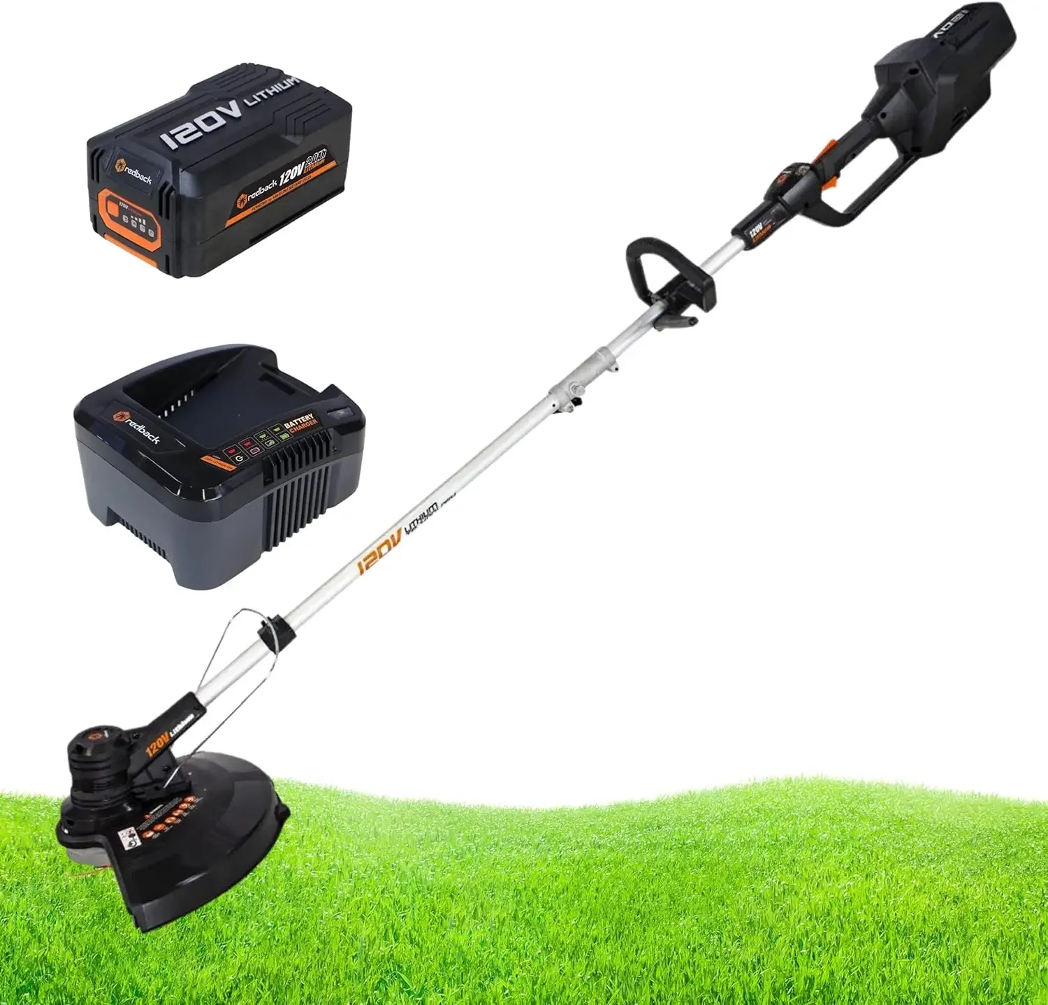 

Redback120V 16" String Trimmer, Cordless Weed Eater, Brushless Motor, 2Ah Battery and 3.5A Charger Included