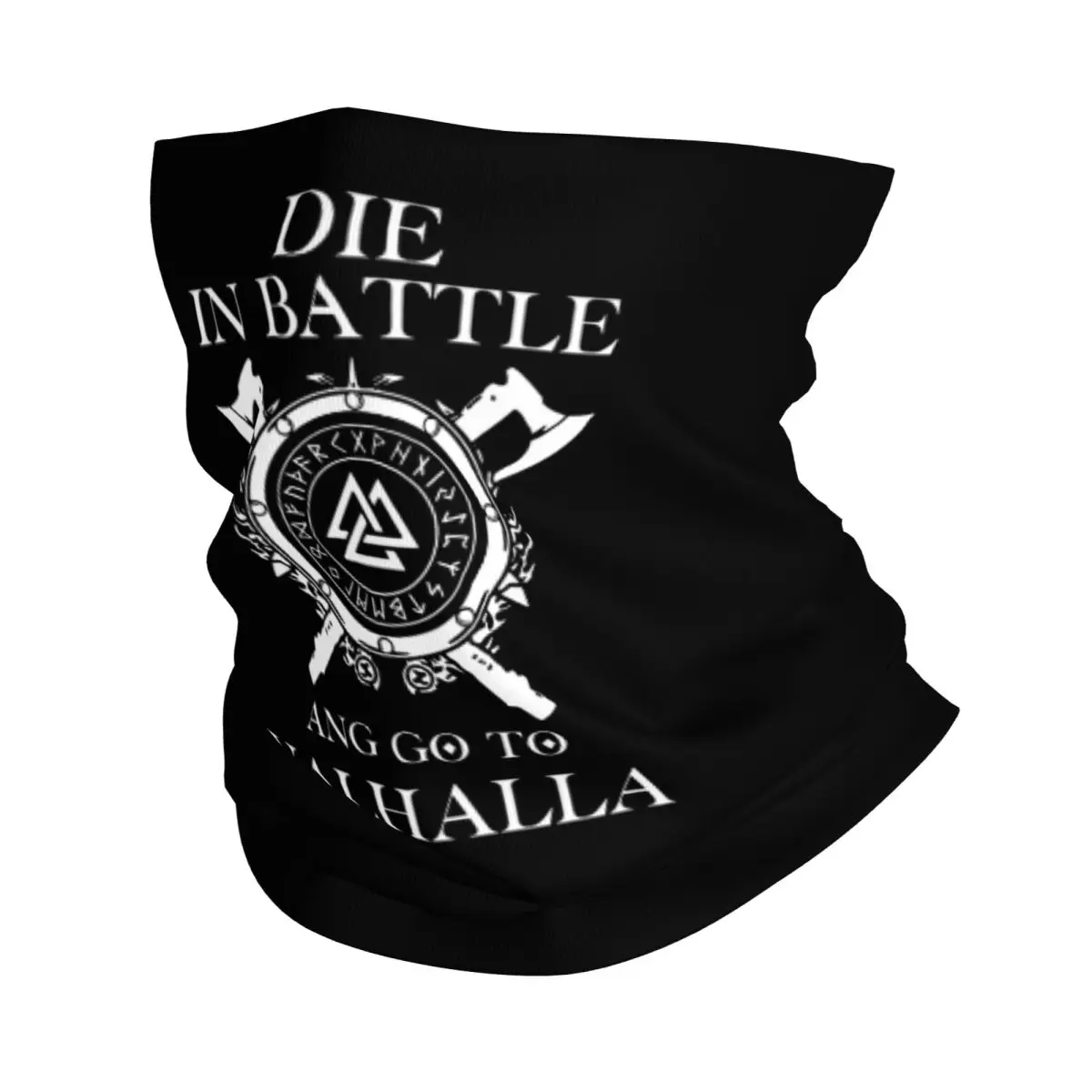 Custom Die In Battle And Go To Valhalla Bandana Neck Gaiter for Hiking Wrap Scarf Viking Odin Balaclava Warmer Face Scarf Cover