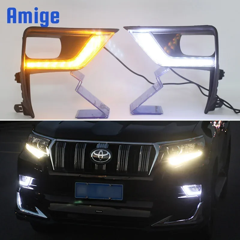 

Car LED DRL 12v Daylights For Toyota Prado 150 FJ150 LC150 2018 2019 Yellow Turn Signal Daytime Running Light Auto Foglamp