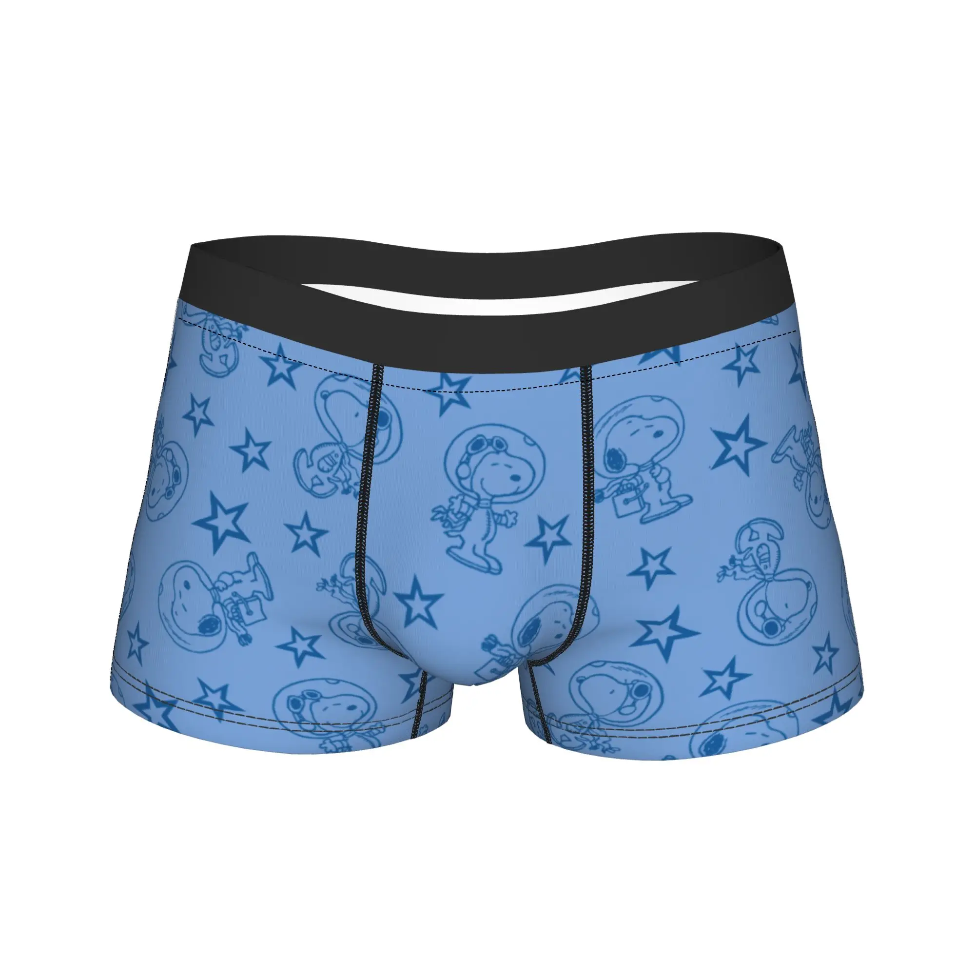 Men Boxer Briefs Shorts Panties Snoopys Blue Space Astronaut Pattern  Mid Waist Underwear  Homme Sexy M-XXL Underpants