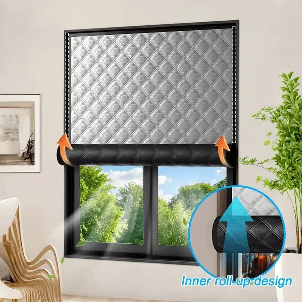 Windproof Curtains for For roller Blinds 90x150cm Silver Thermal Insulated For Living Room Window Cover Diamond Texture