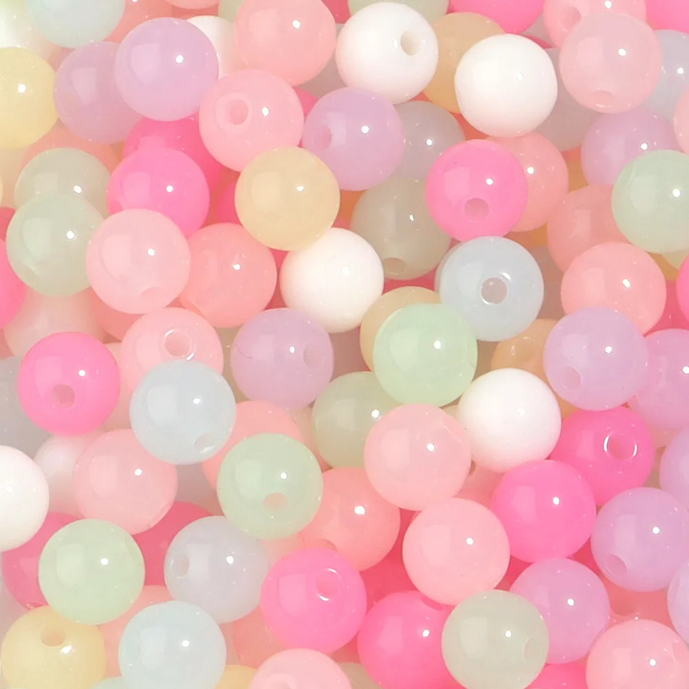 200/500 قطعة لون الحلوى الاكريليك الخرز 4/6/8 مللي متر الجولة فضفاض خرزة مباعدة لصنع المجوهرات سوار يدوي الصنع قلادة اكسسوارات #2