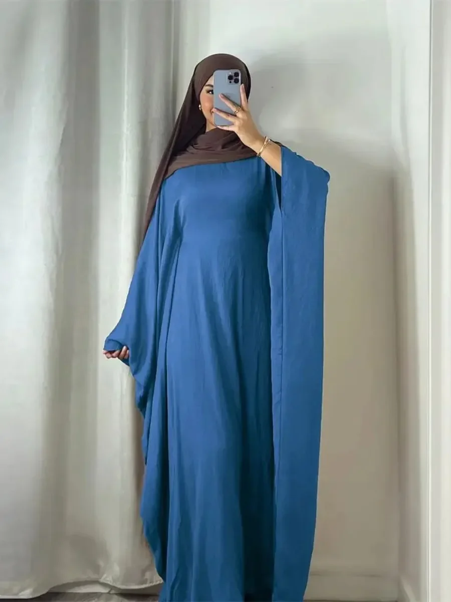 

Summer Soft Crepe Like Linen Khimar Butterfly Batwing Abaya Dubai Luxury 2024 Islam Muslim Kaftan Modest Dress For Women Kebaya